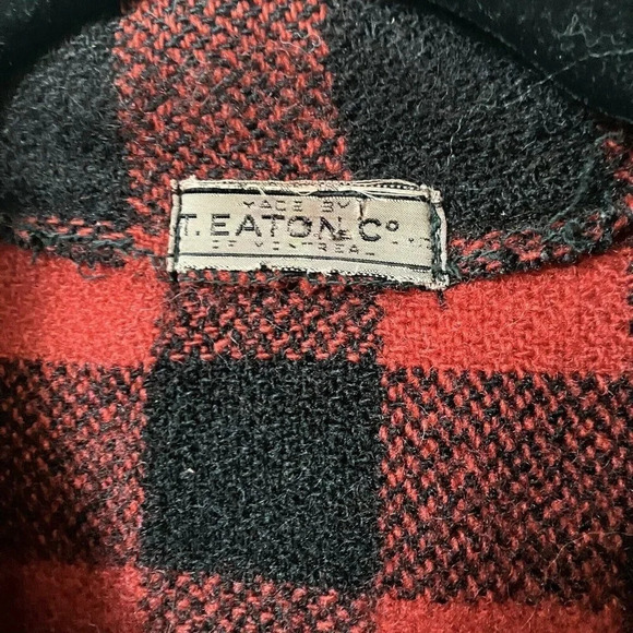 Vintage T. Eaton Wool Red Black Buffalo Plaid Lumberjack Shirt Jacket Shacket - Picture 3 of 6